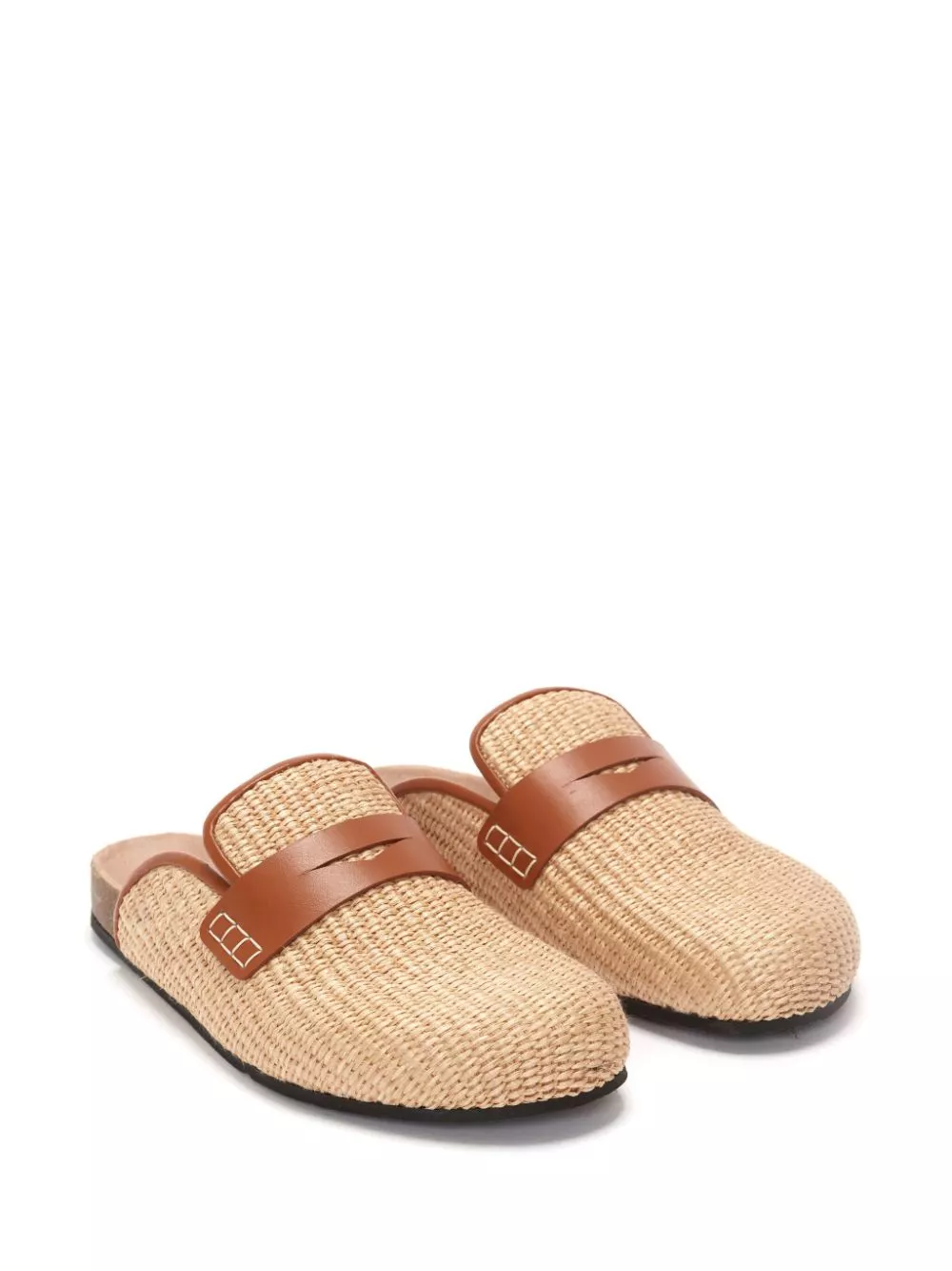 Affordable JW Anderson penny-slot raffia mules Women 0114