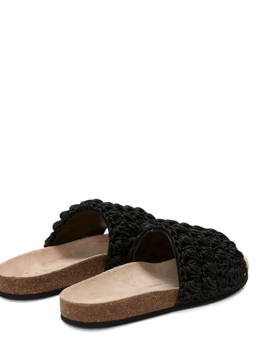 Affordable leather popcorn-knit Anderson JW Women slides 0217