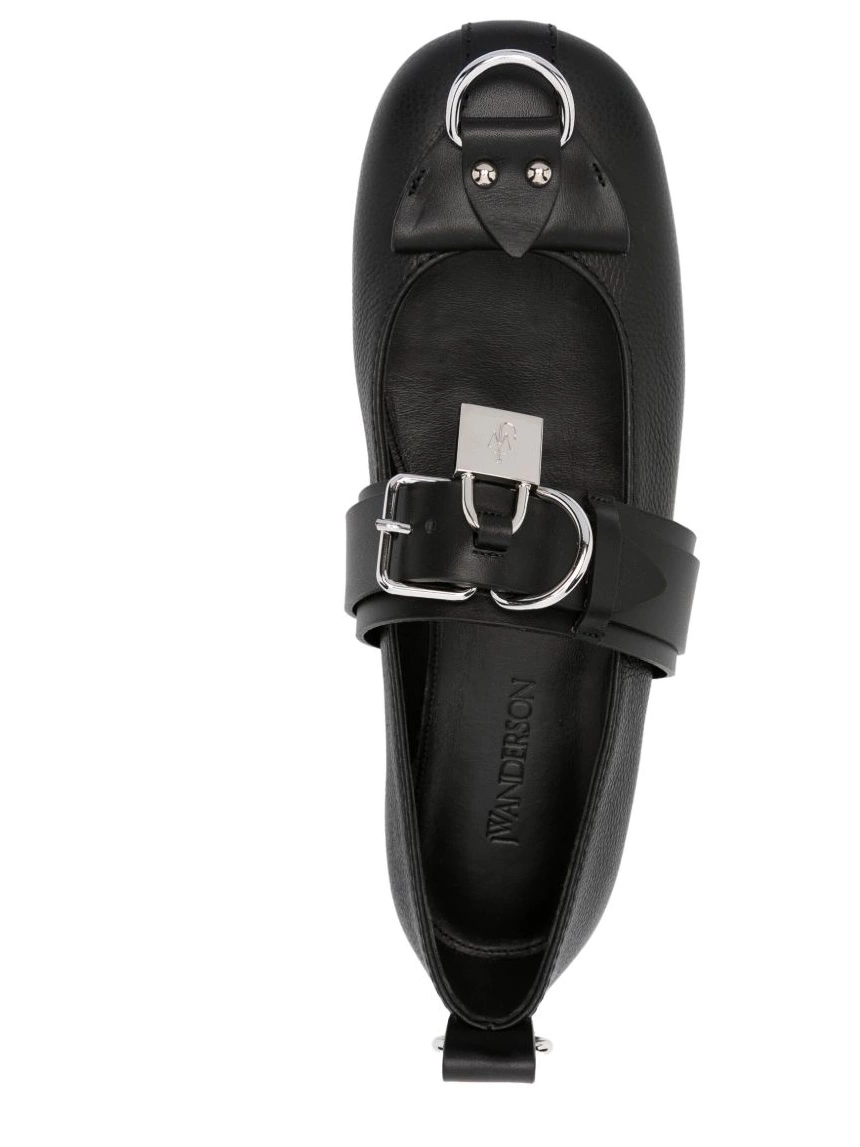 Cheap padlock-detail Women JW Anderson shoes leather ballerina 0218