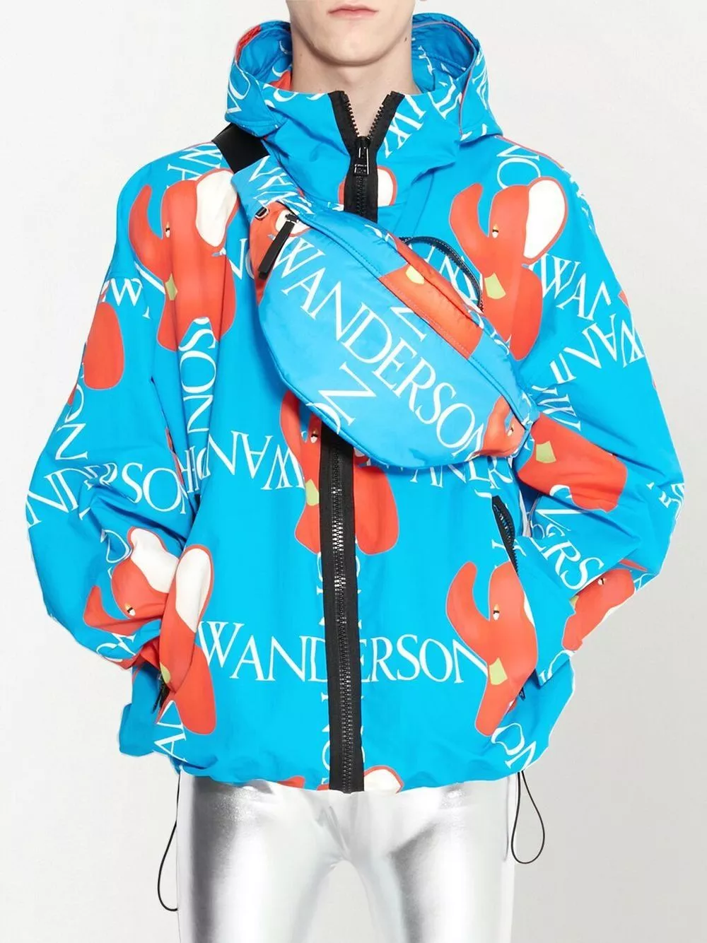 Cheap JW Anderson logo-print hooded jacket Men 0202